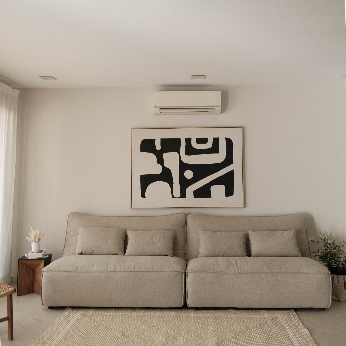 Daphne Stone Grey Wide Armless Sofa