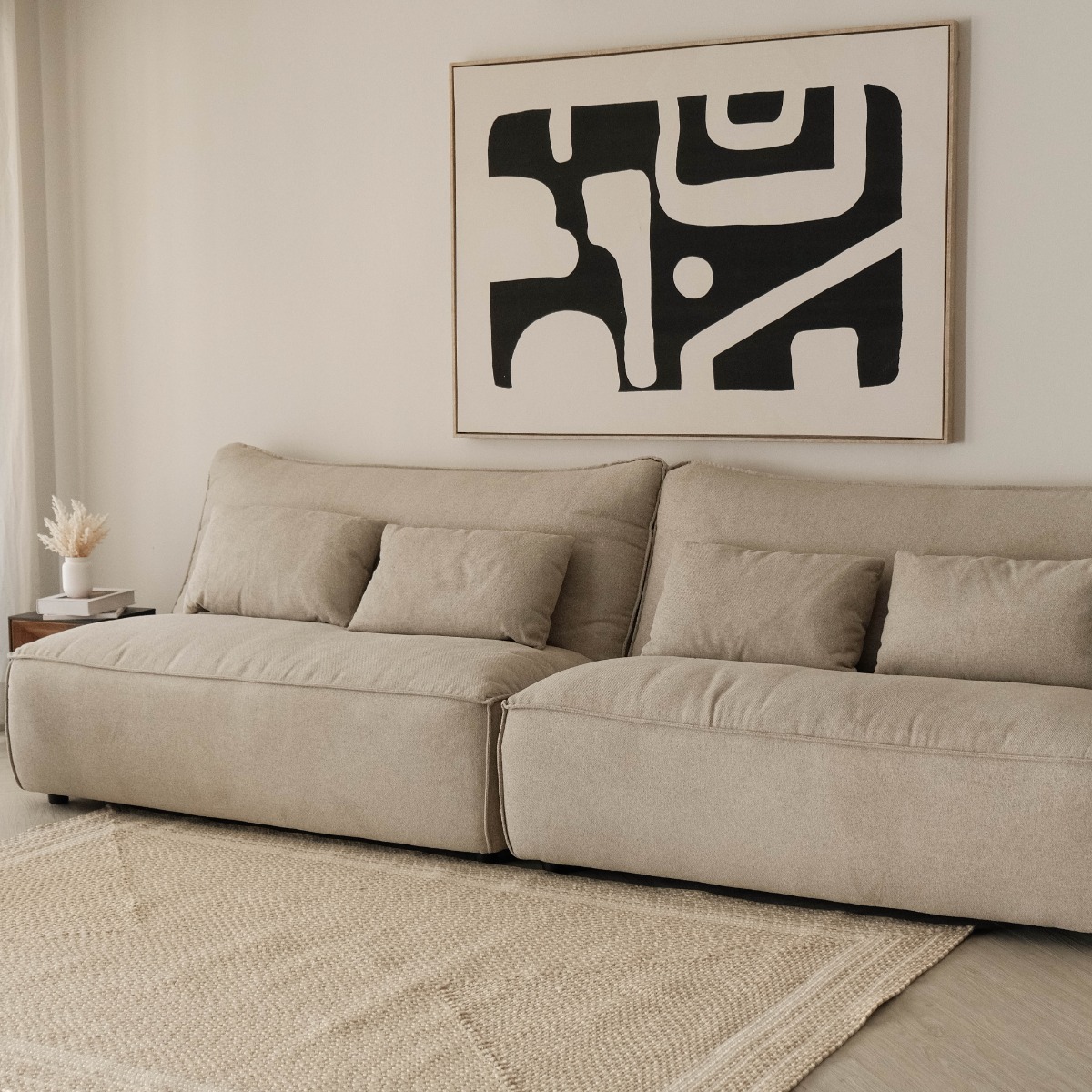 Daphne Stone Grey Wide Armless Sofa