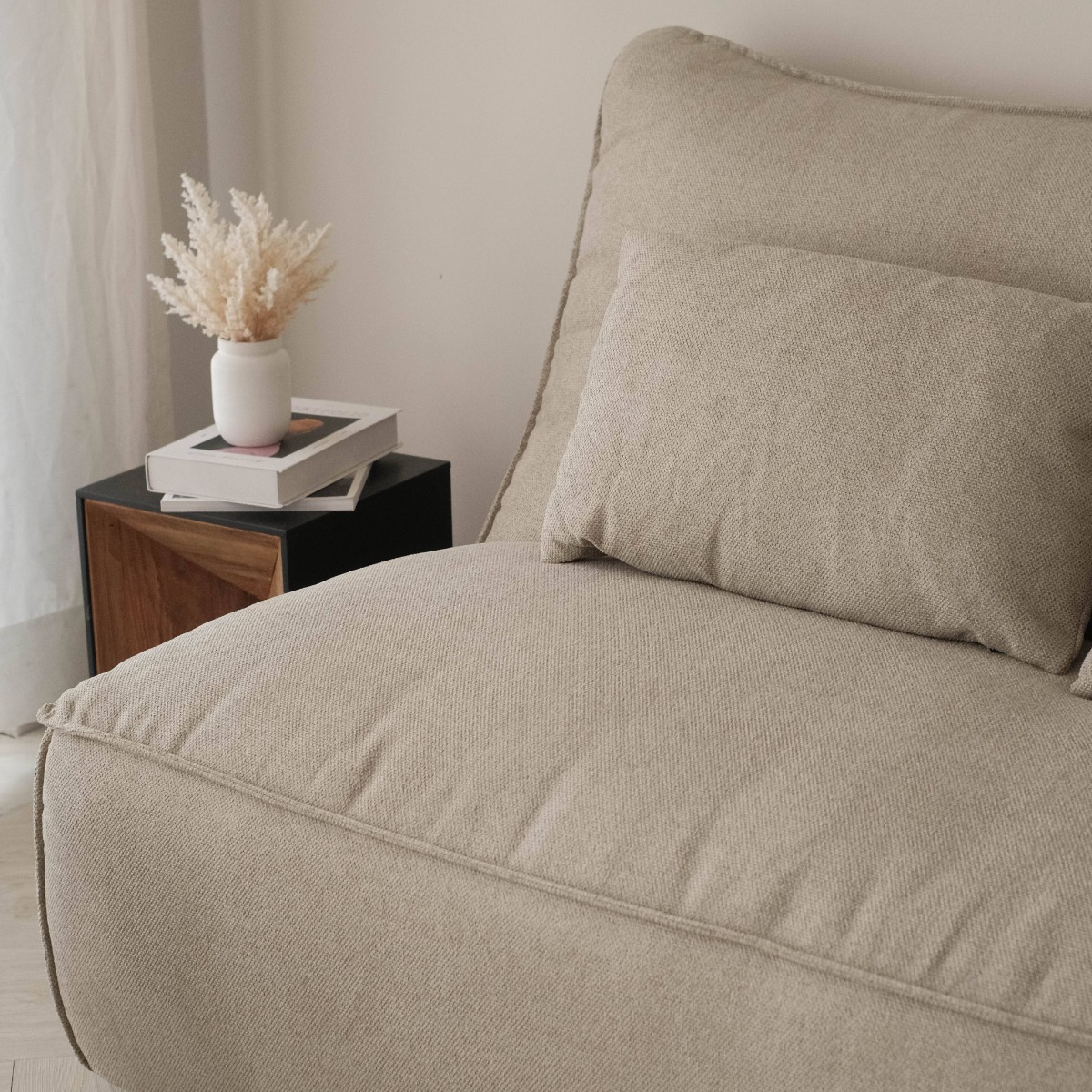 Daphne Stone Grey Wide Armless Sofa