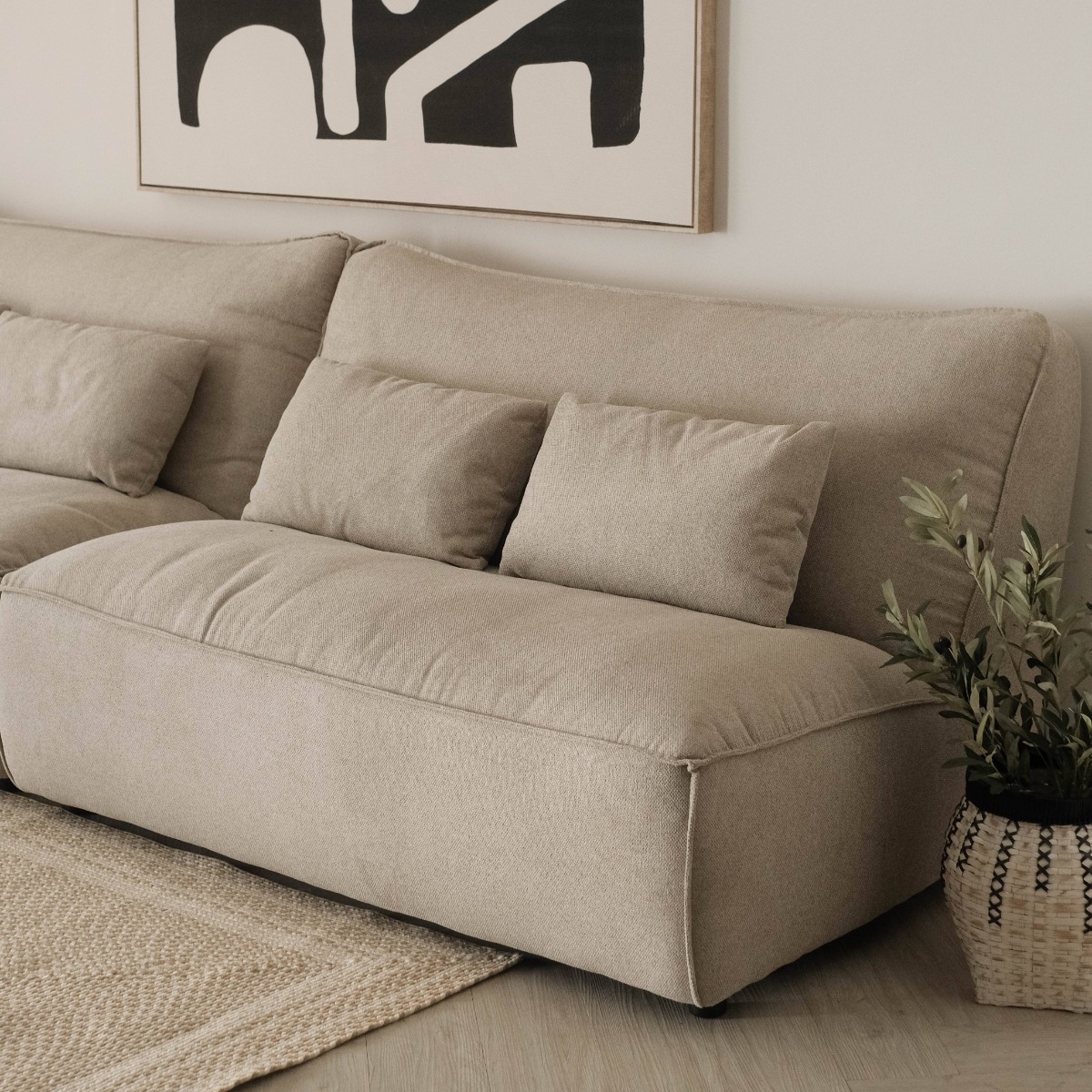 Daphne Stone Grey Modular Armless Sofa