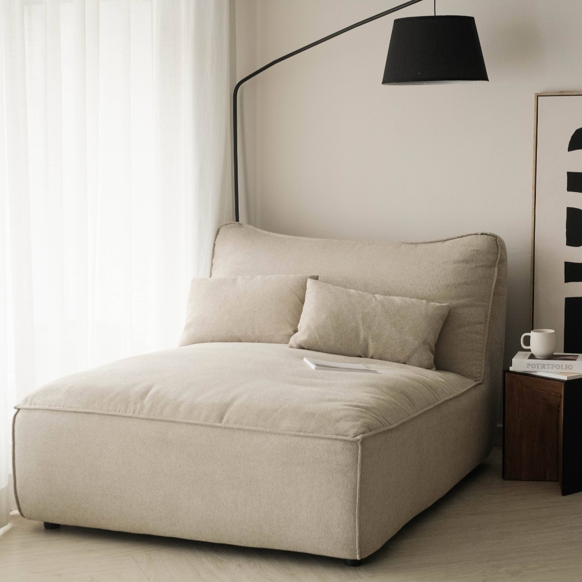 Daphne Stone Grey Modular Armless Chaise
