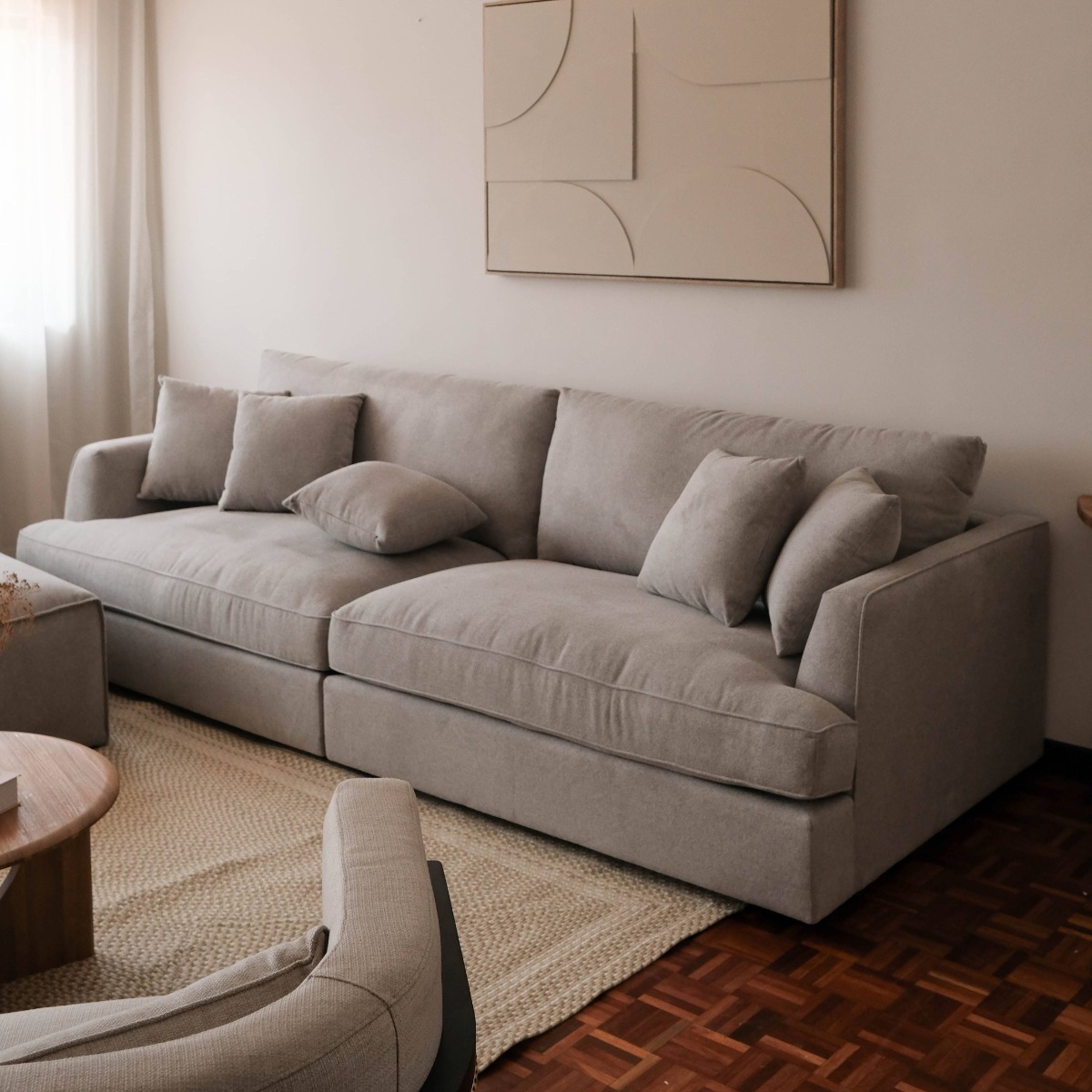 Thiago Light Grey 4 Seater Sofa