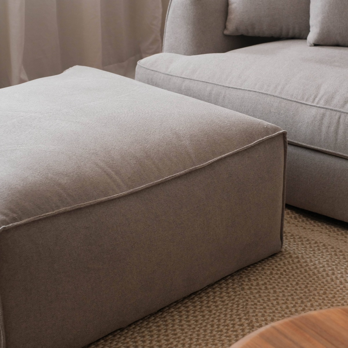 Thiago Light Grey Ottoman