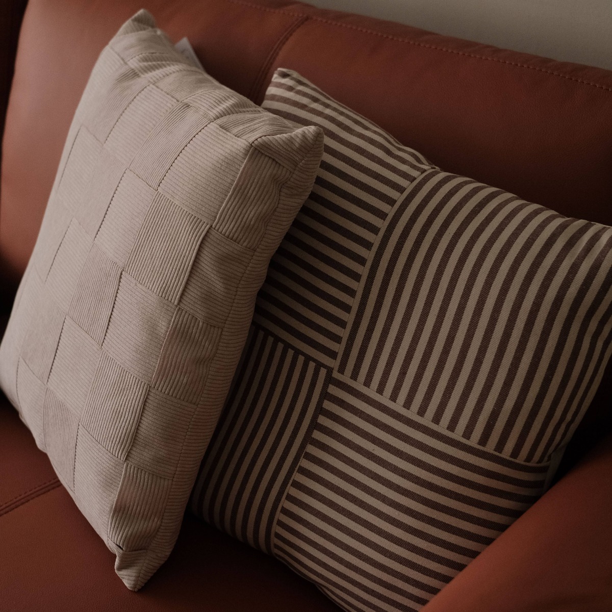 Joni Stripes Cushion 45x45cm Brown