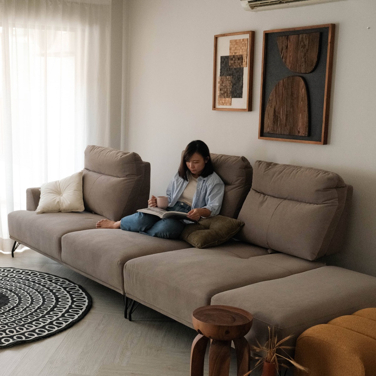 Maila 4 Seater Left Chaise Sofa With Adjustable Back
