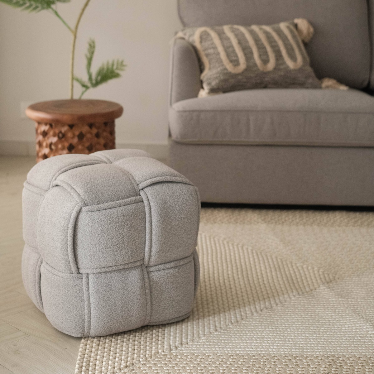 Cuboid Mist Grey Stool