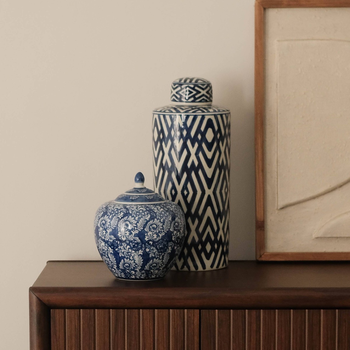 Ning Navy Blue Tall Porcelain Jar