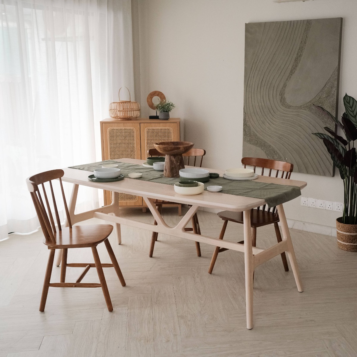 Freda Washed Oak Dining Table 180cm