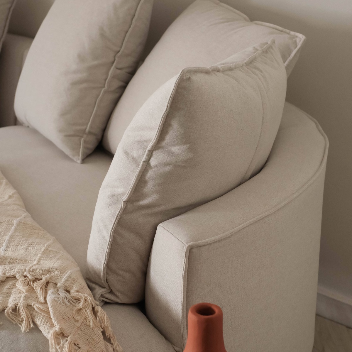 Stephie Oatmeal Curve Chaise Left Sectional Sofa