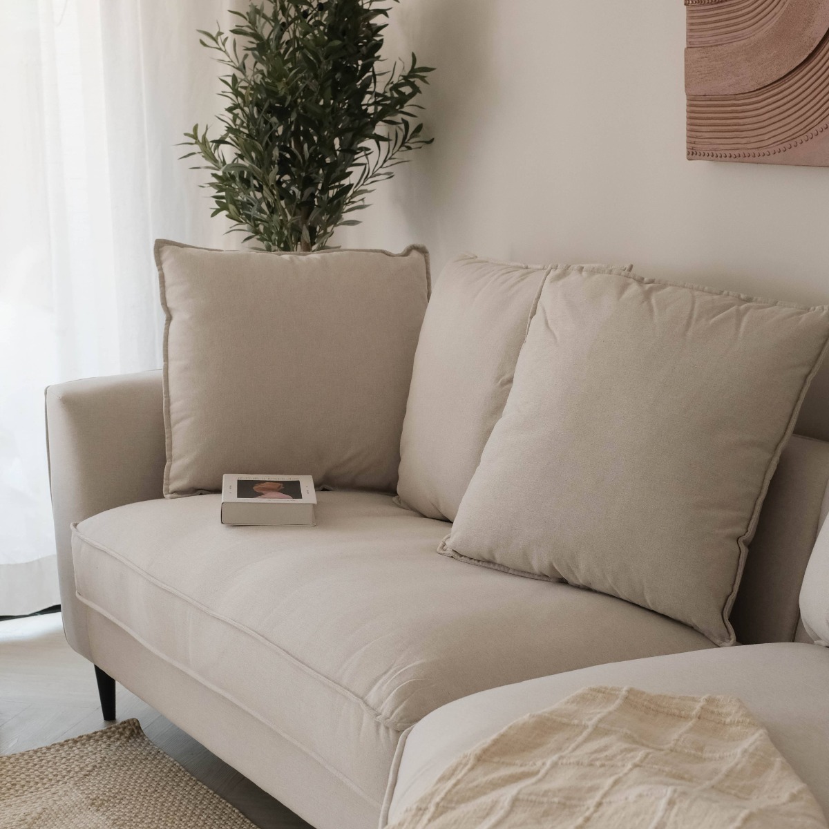 Stephie Oatmeal Curve Chaise Left Sectional Sofa