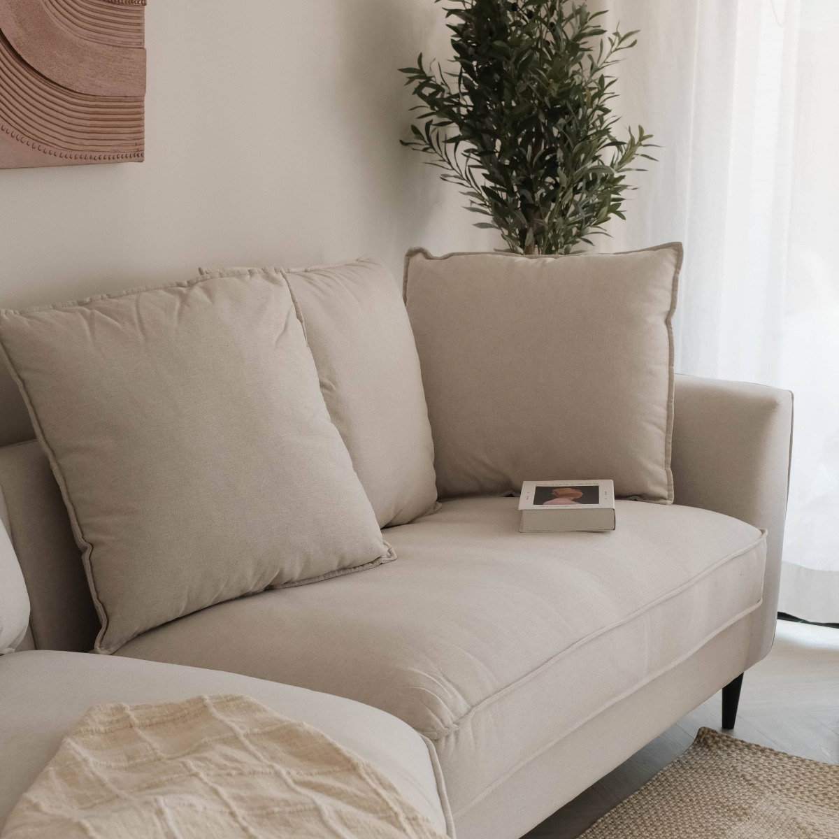 Stephie Oatmeal Curve Chaise Right Sectional Sofa