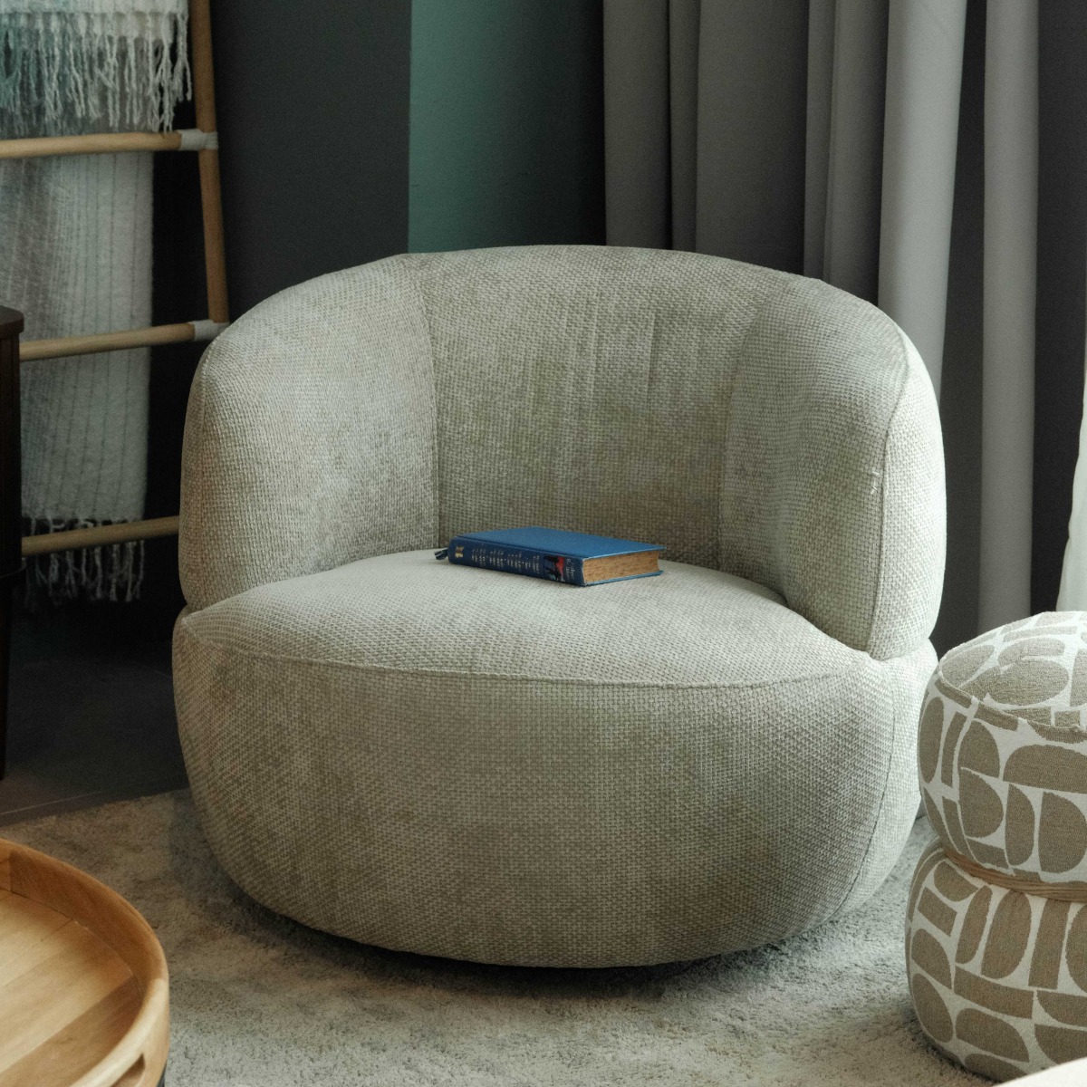 Jakob Light Grey Swivel Lounge Chair