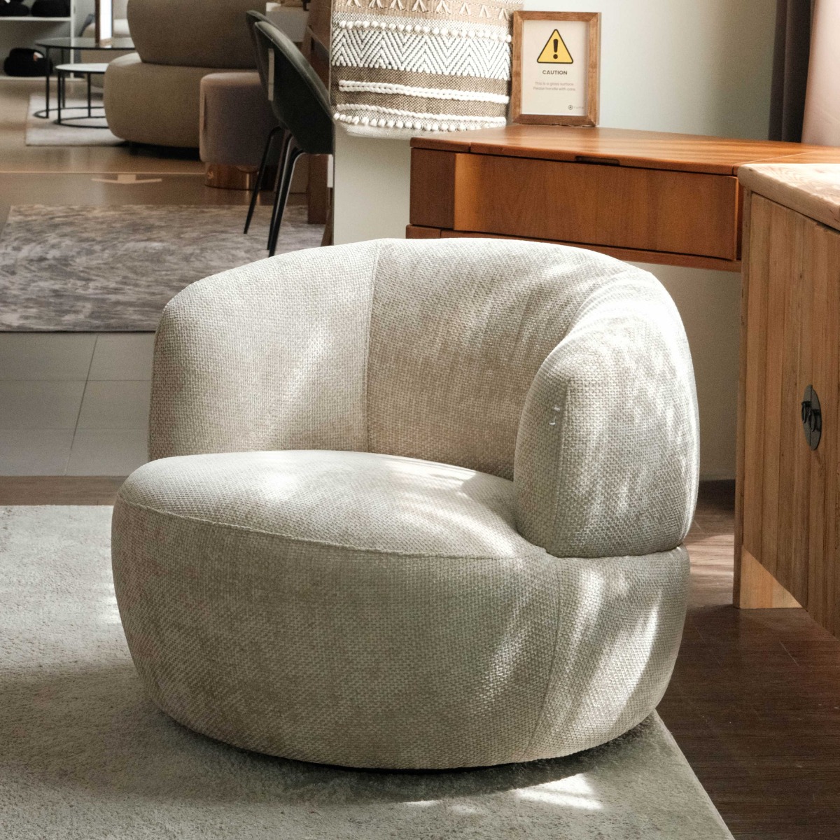 Jakob Light Grey Swivel Lounge Chair
