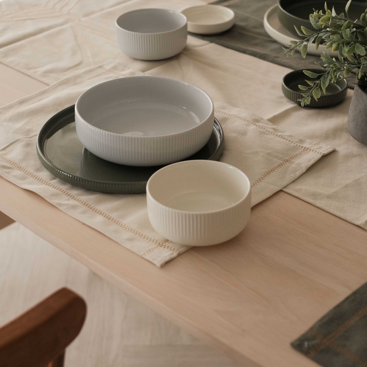 Stitch Cotton Placemat Ivory White