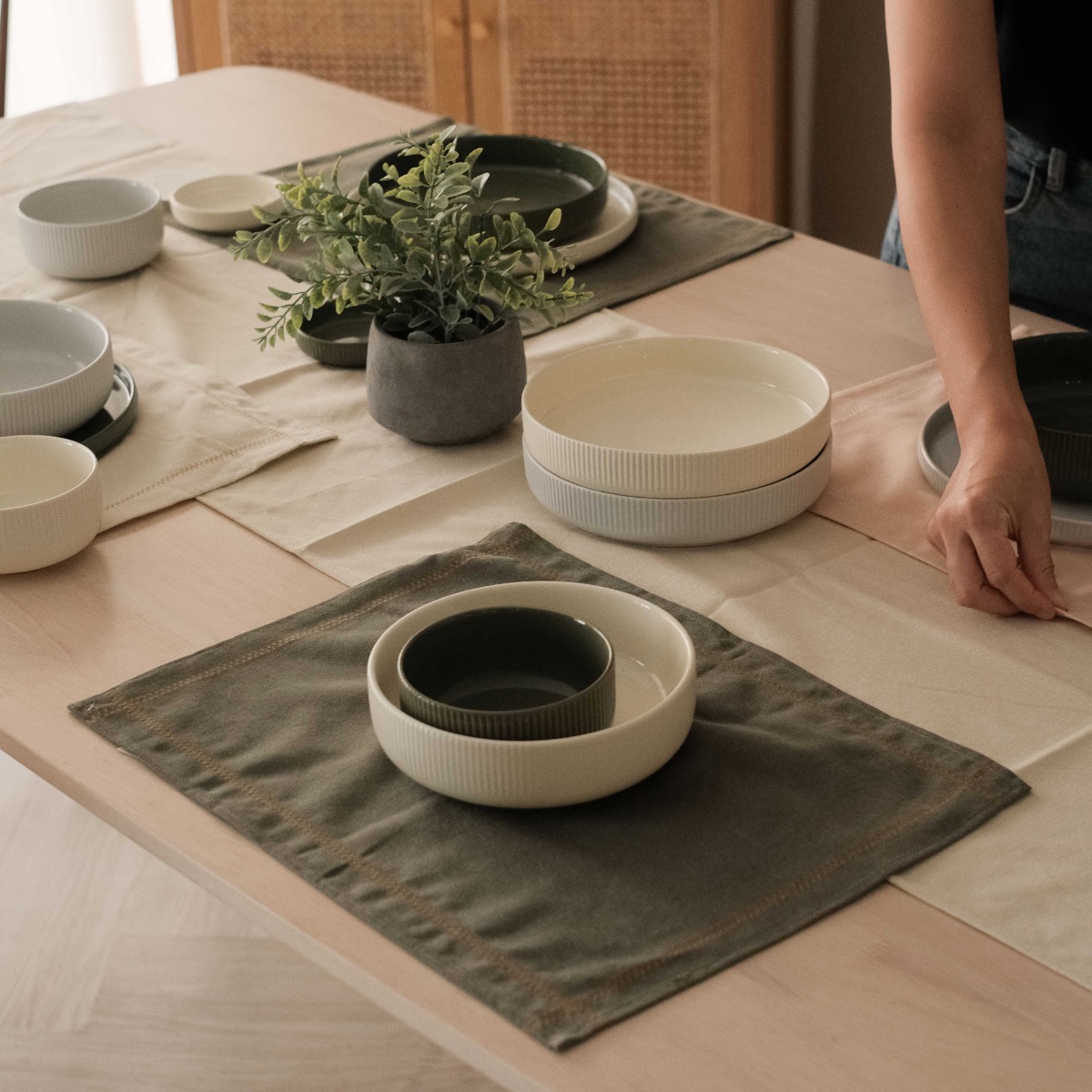 Stitch Cotton Placemat Jungle Green