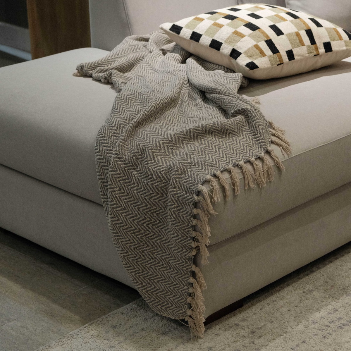 Nina Grey Cotton Throw 125x150
