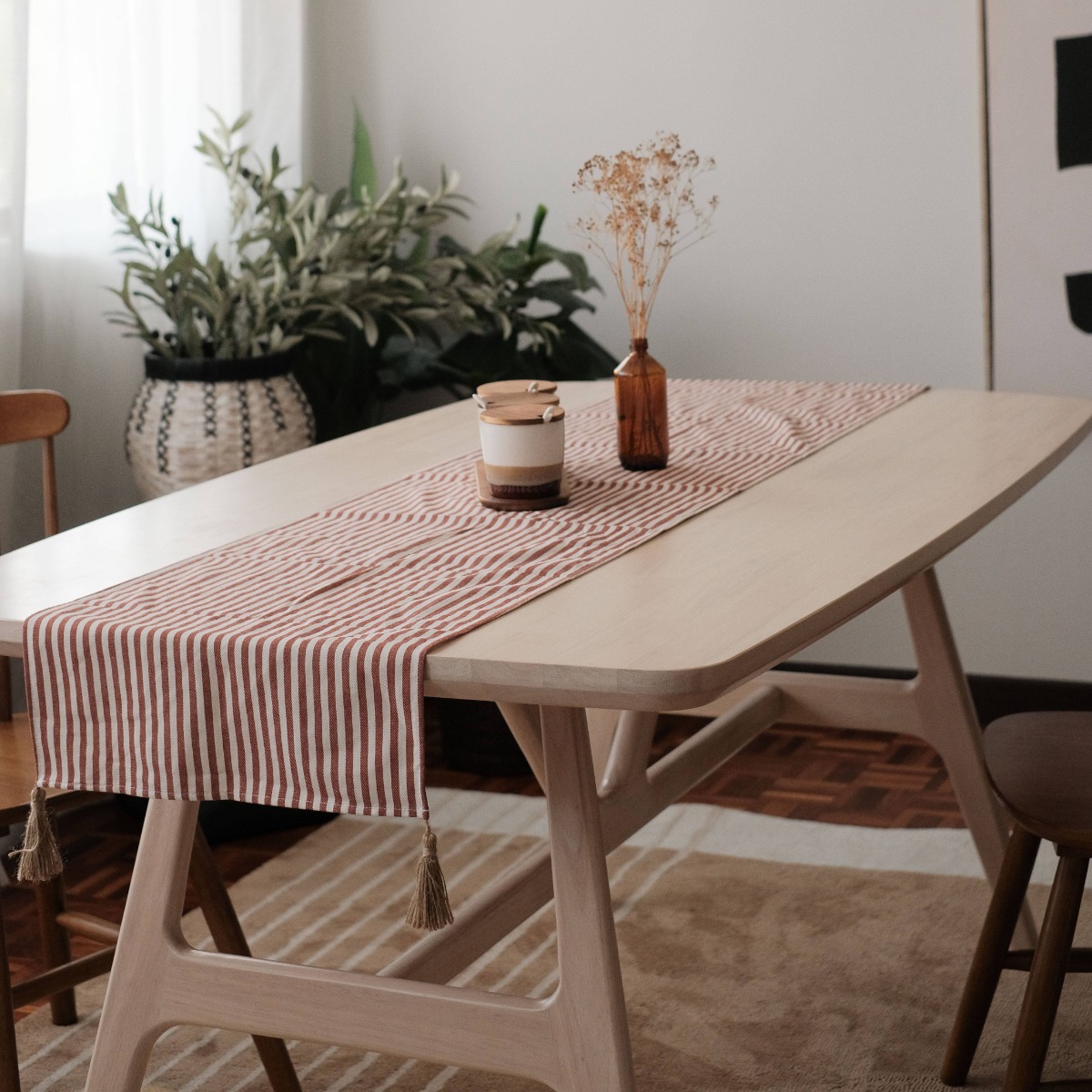Bengal Stripes Cotton Table Runner 40x180cm Maroon