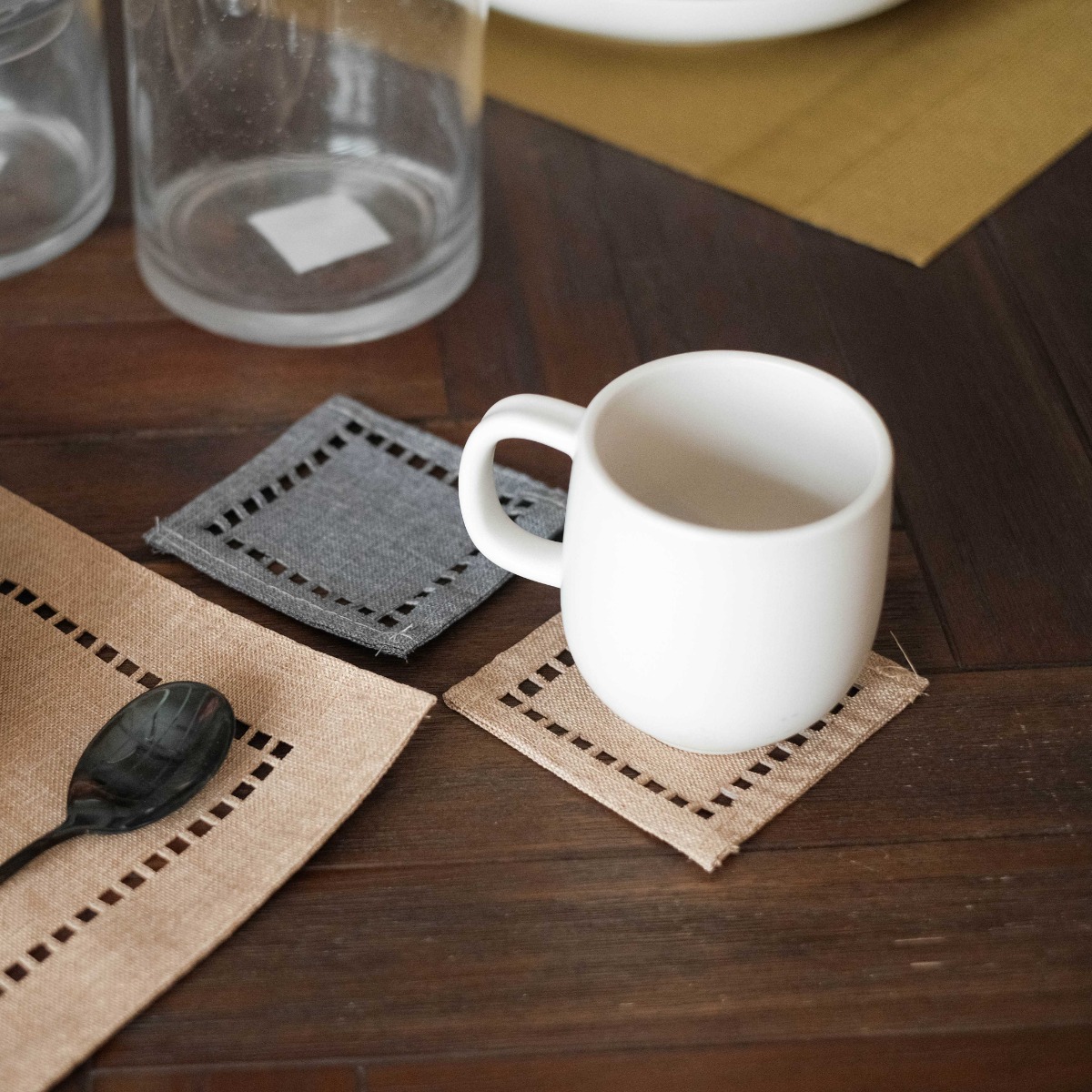Element Linen Coaster Dark Grey (Set of 4)
