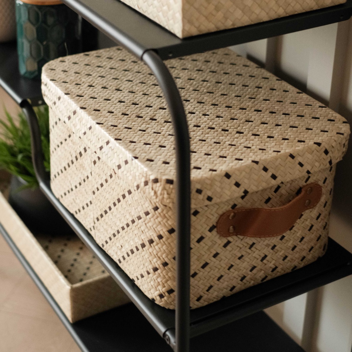 Jelita Stripes Pandanus Rectangle Box - Medium
