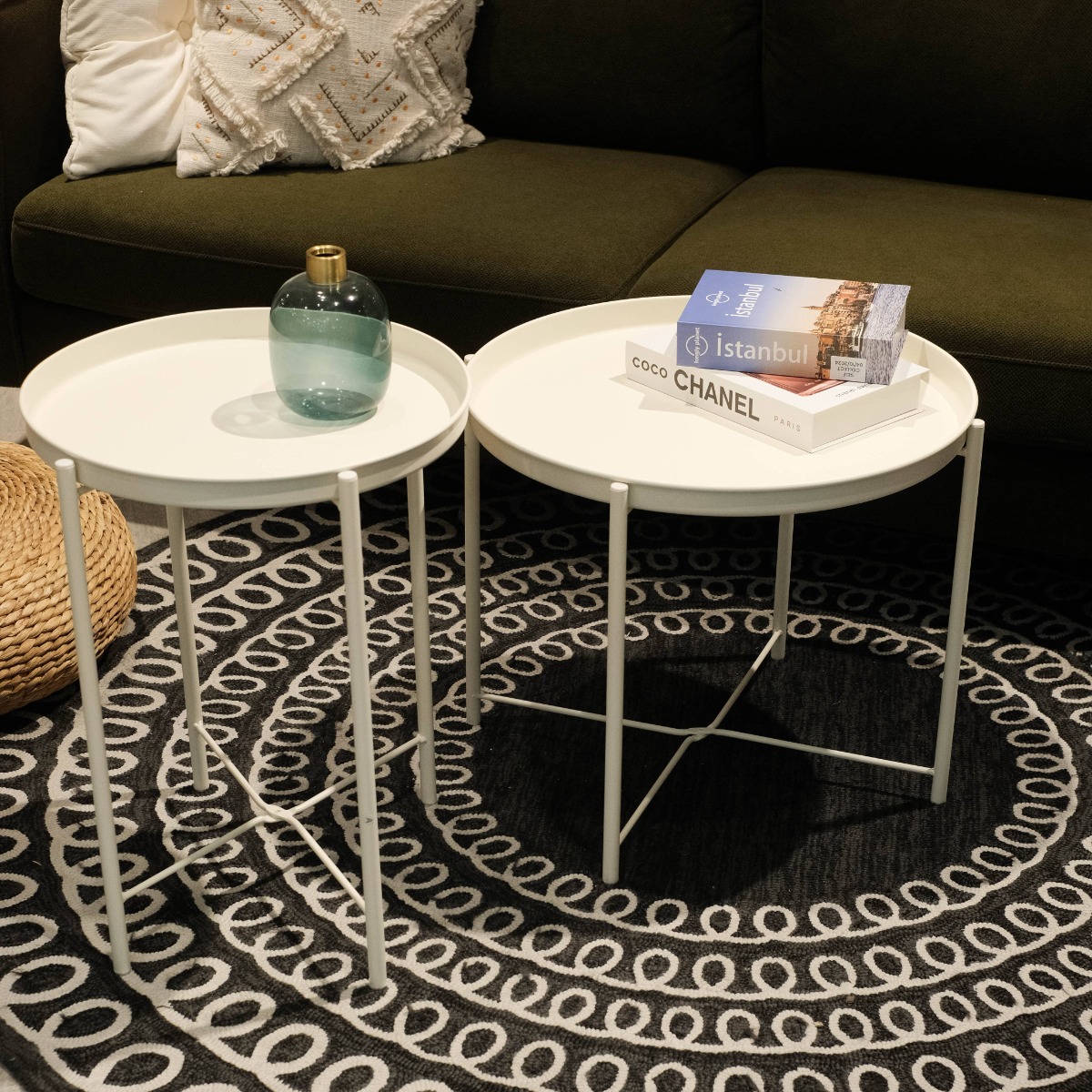 Hani Matt White Tray Side Table