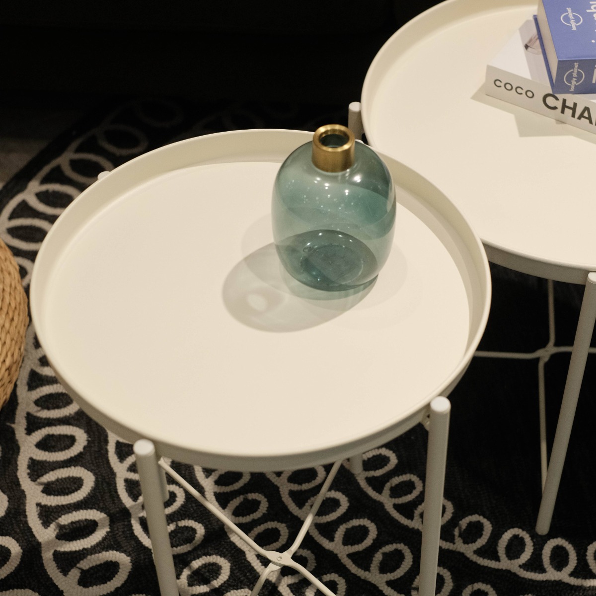 Hani Matt White Tray Side Table