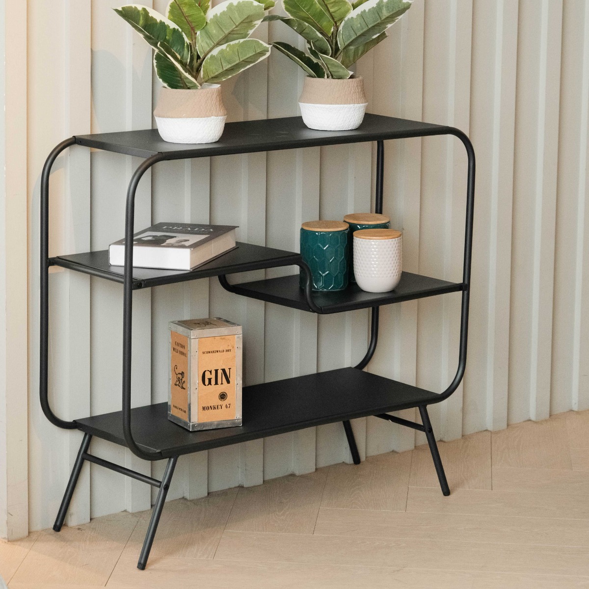 Hani Matt Black Low Shelf