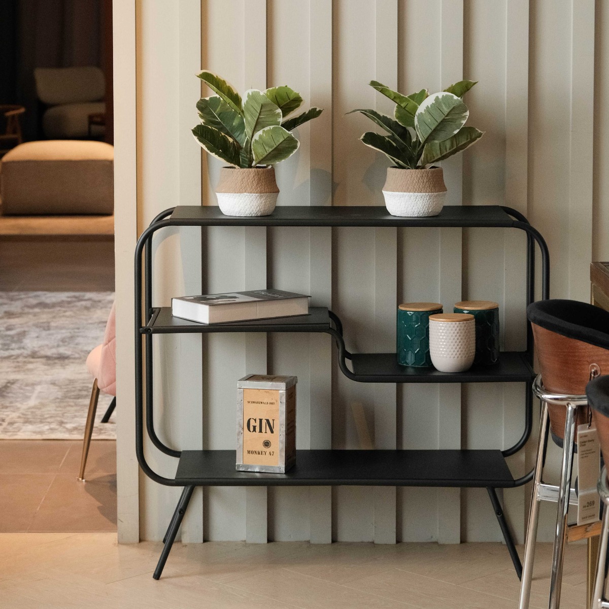 Hani Matt Black Low Shelf