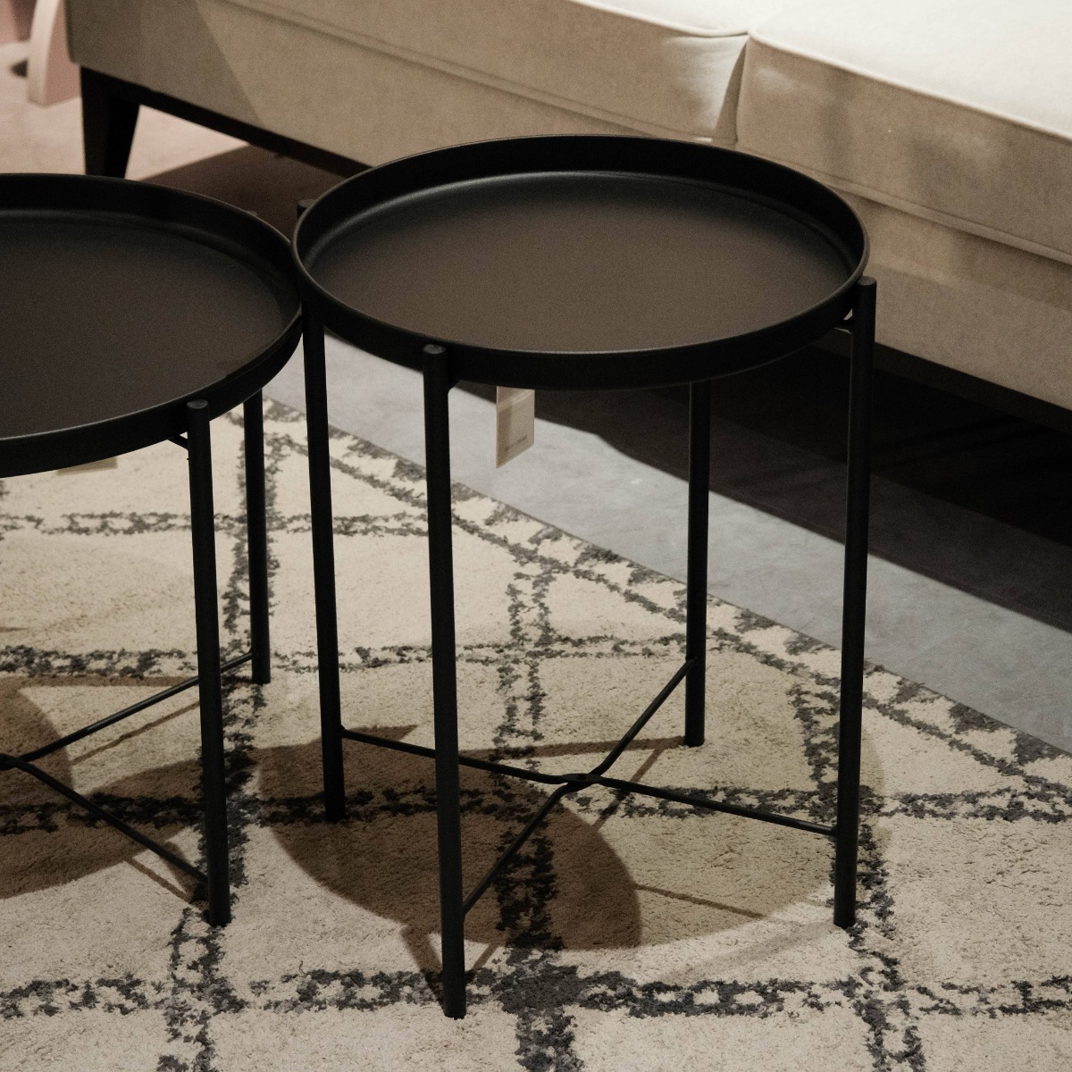 Hani Matt Black Tray Side Table