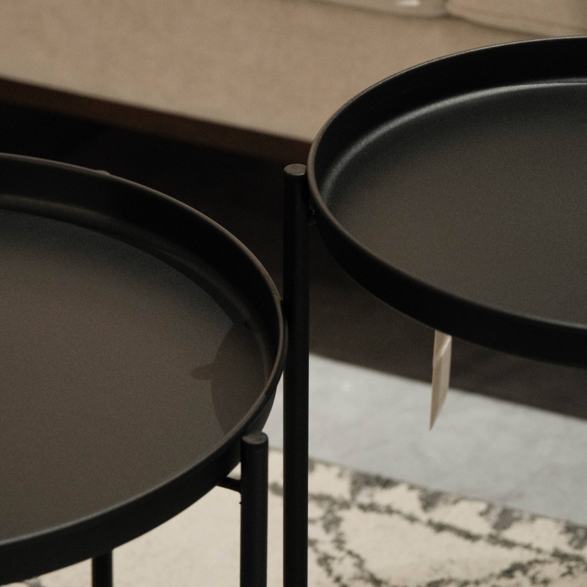 Hani Matt Black Tray Side Table