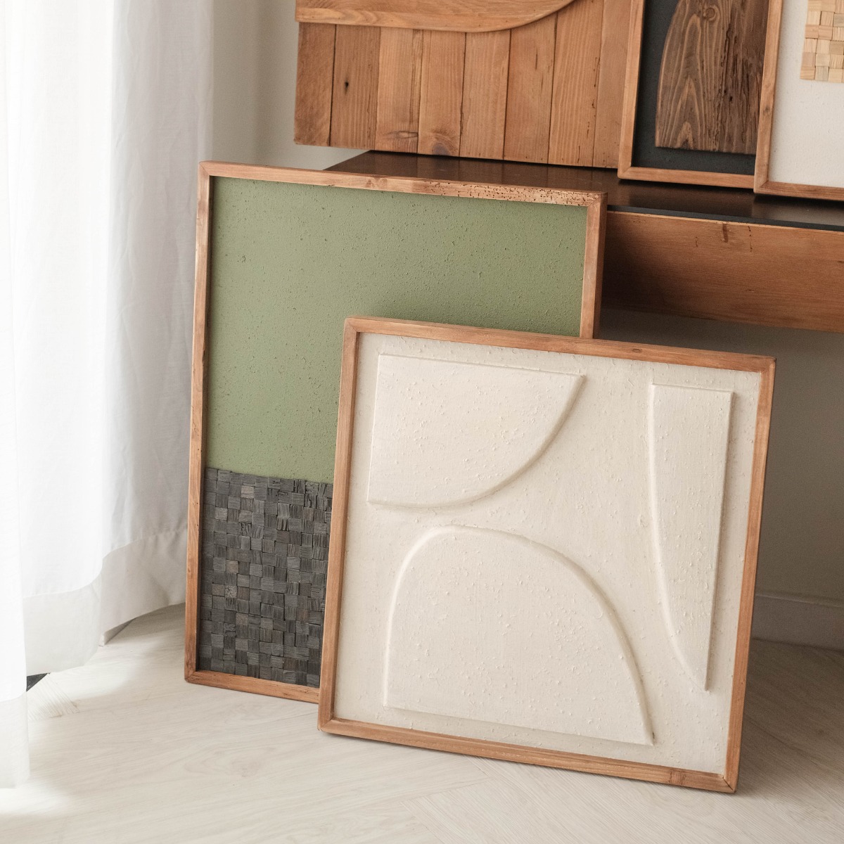 Modern Rustic Wall Art 62x62cm - White