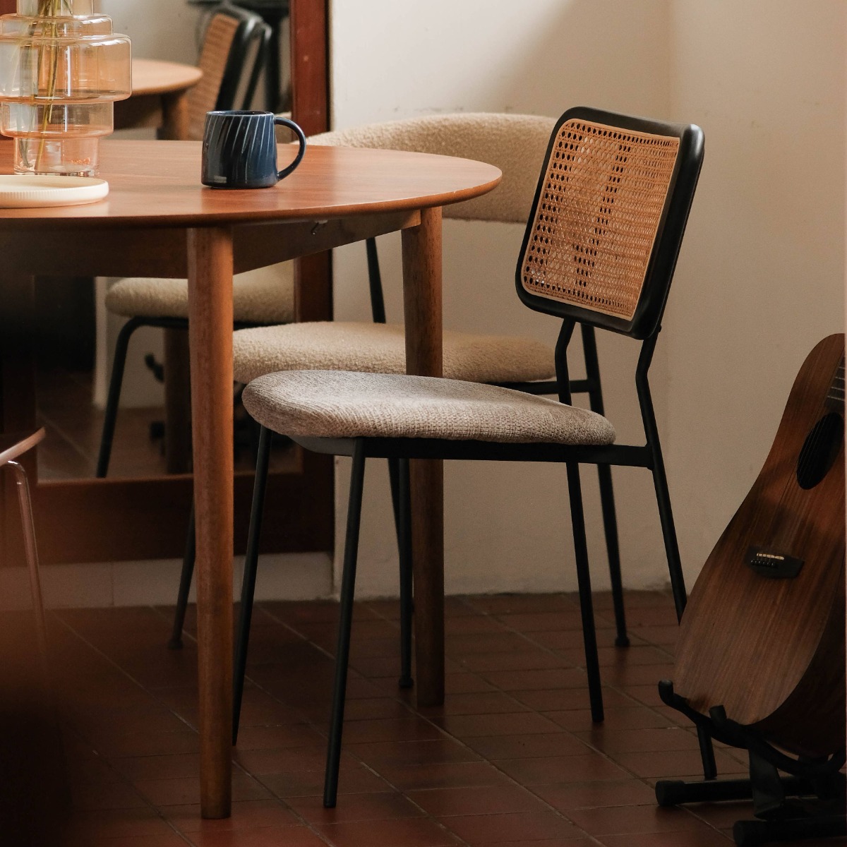 Gaia Ebony Dining Chair Stone Beige