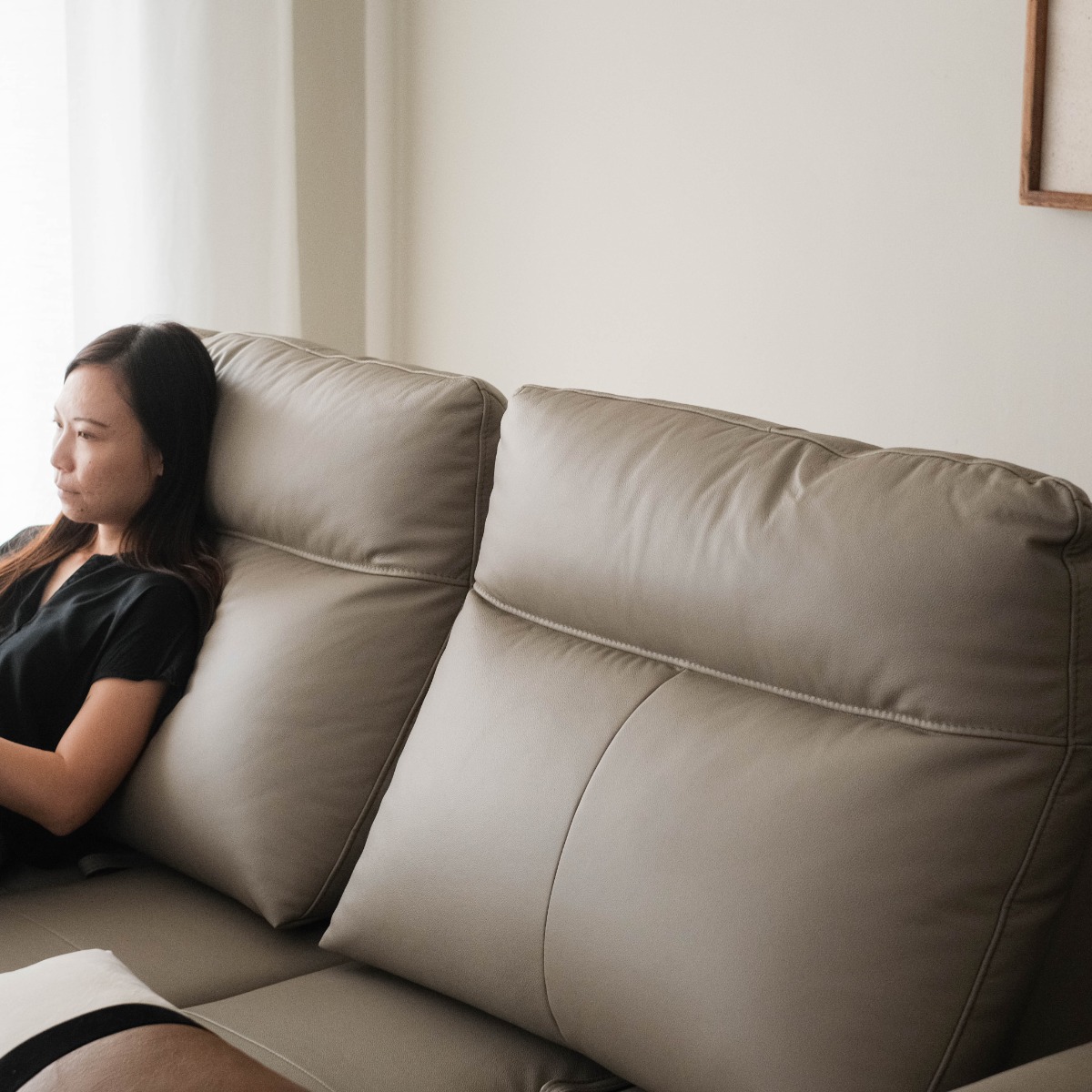 Maila Leather 3 Seater Sofa With Adjustable Back