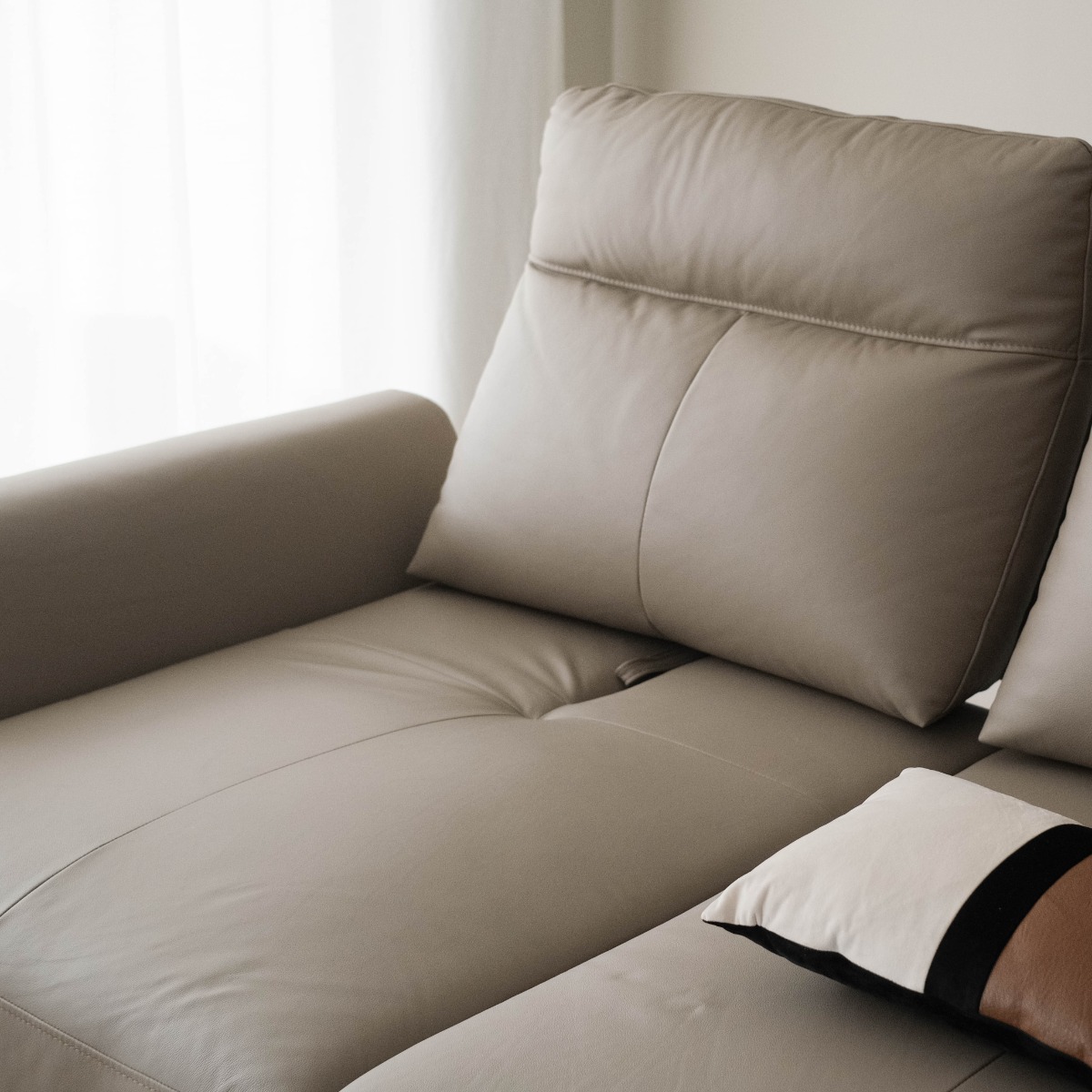 Maila Leather 3 Seater Sofa With Adjustable Back