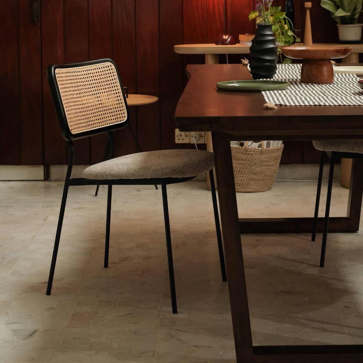 Gaia Ebony Dining Chair Stone Beige