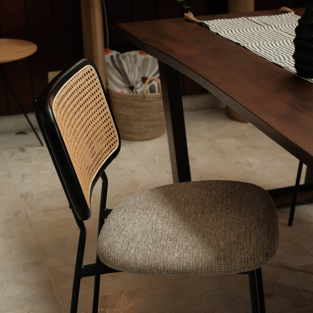 Gaia Ebony Dining Chair Stone Beige