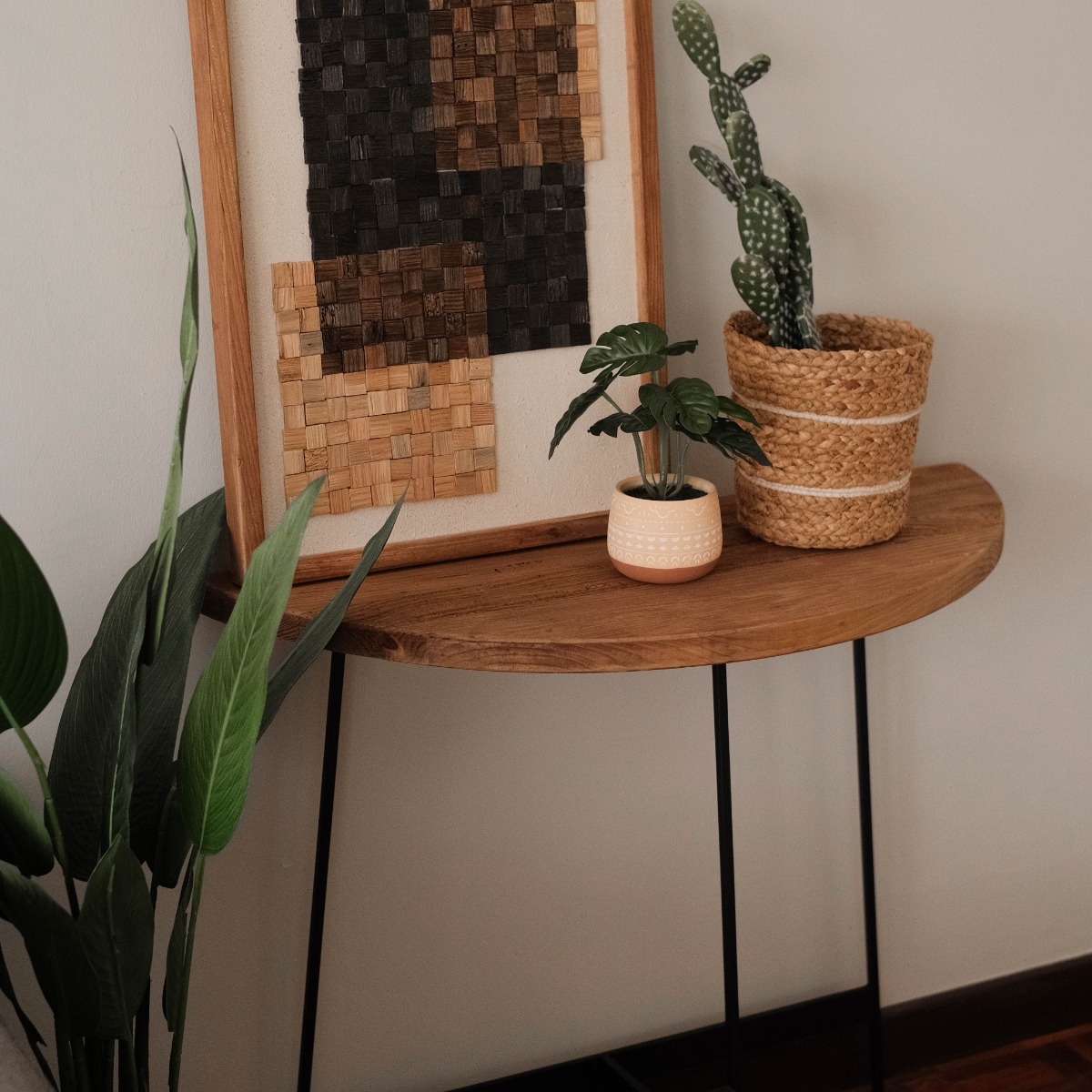 Reclaimed Wood Half Moon Console Table