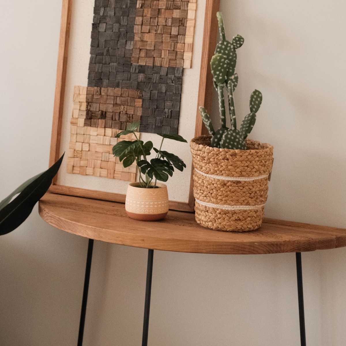 Reclaimed Wood Half Moon Console Table