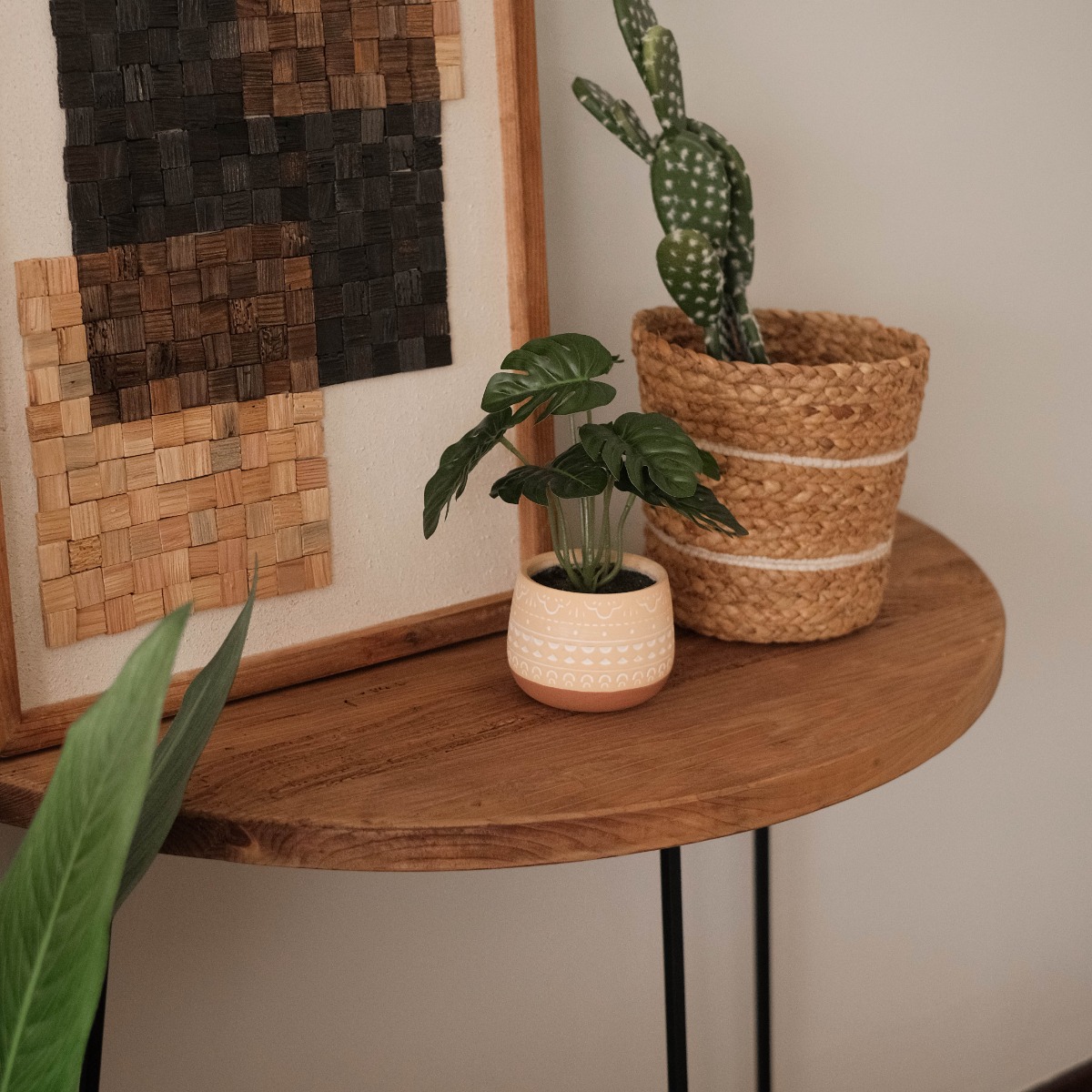 Reclaimed Wood Half Moon Console Table