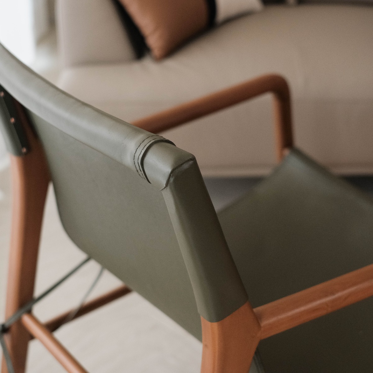 Capri Olive Leather Lounge Chair
