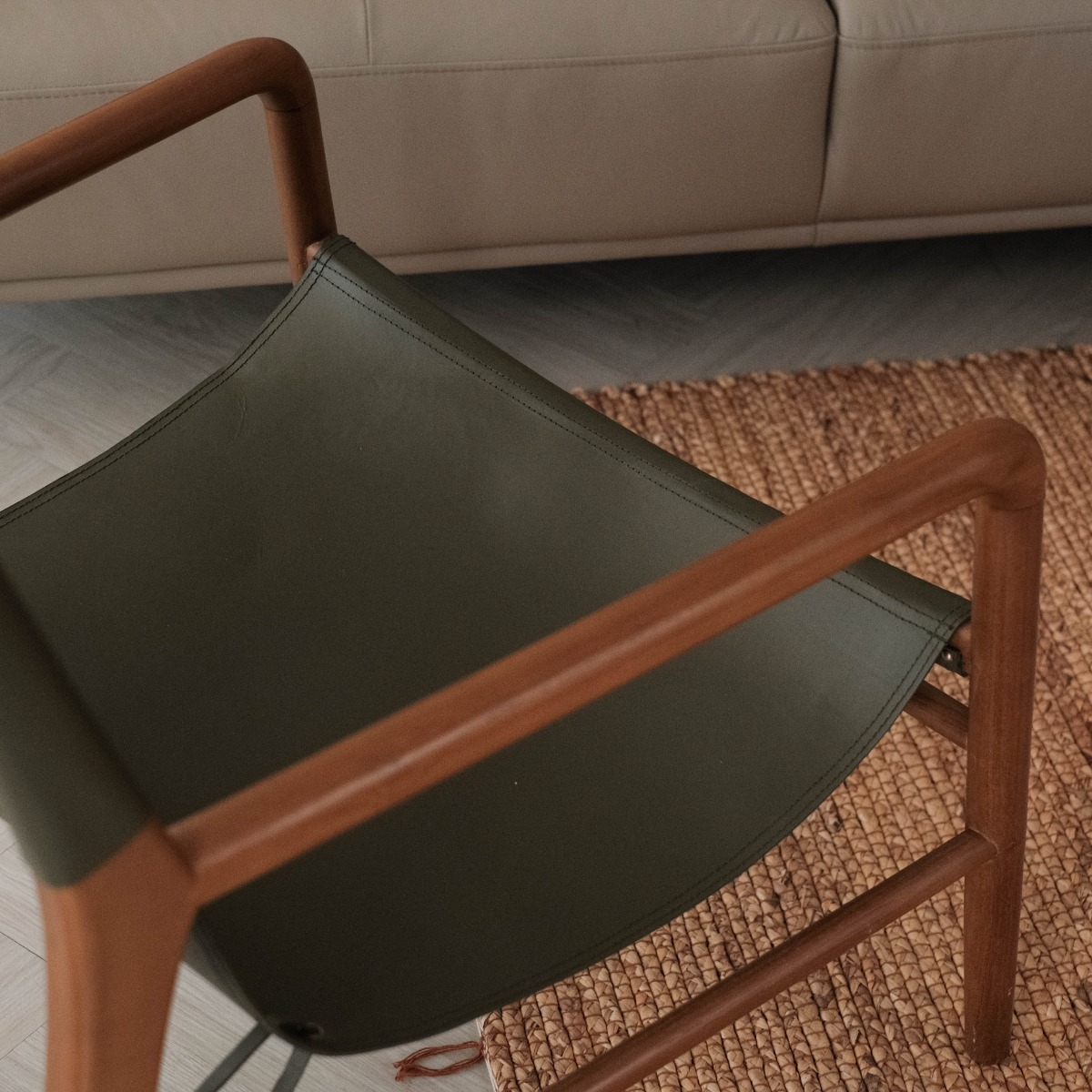 Capri Olive Leather Lounge Chair