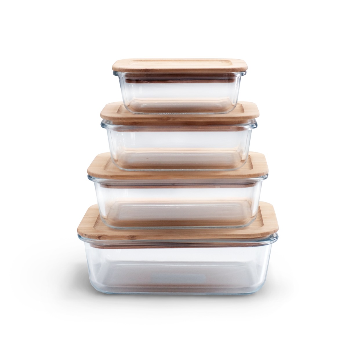 Delish Glass Food Container with Bamboo Lid (set of 4)