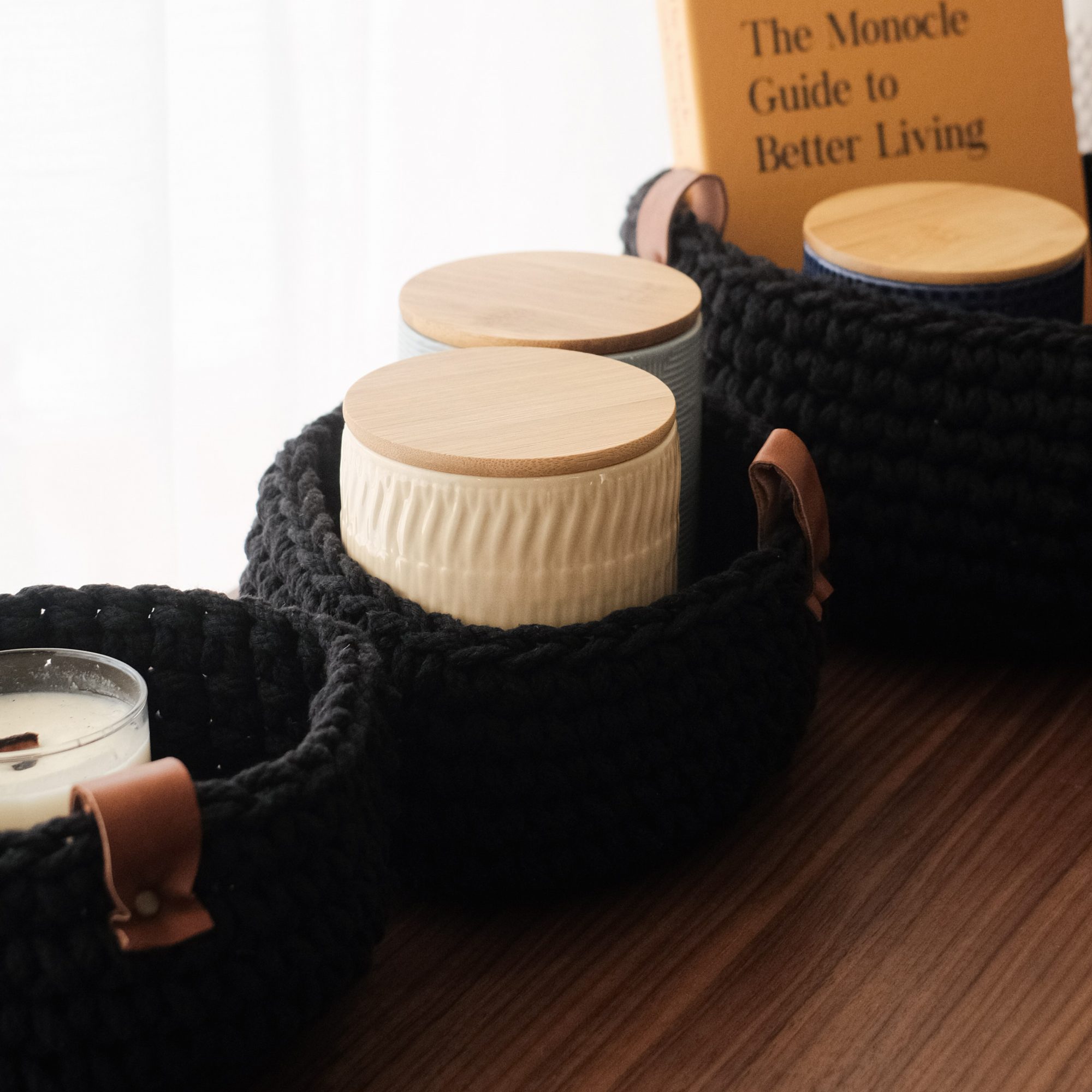 Dana Weaving Basket (Set of 3) - Black