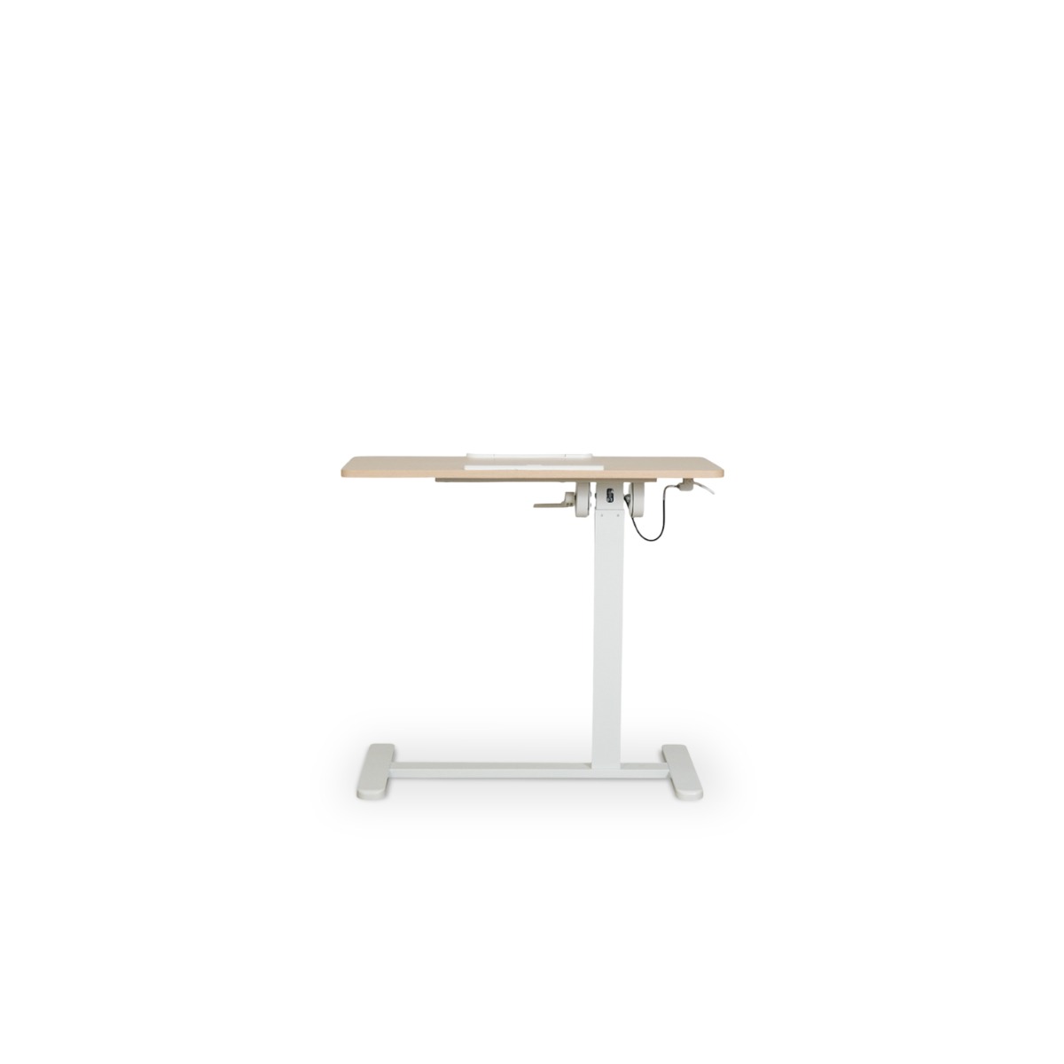 Felix Adjustable Side Table with Castors - Natural & Matt White