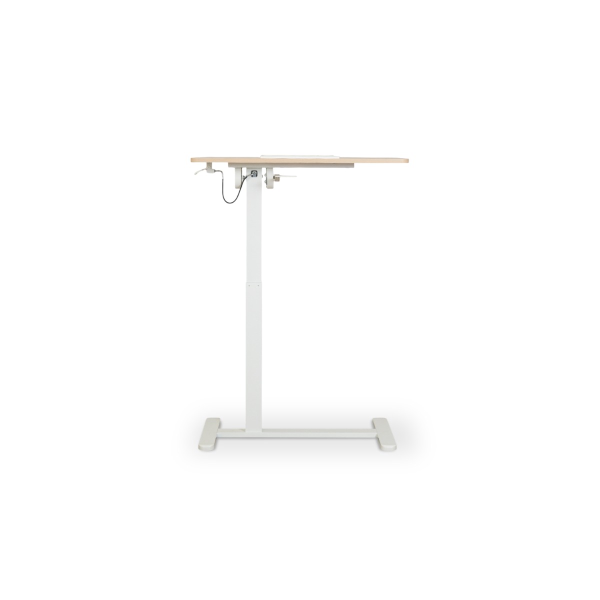 Felix Adjustable Side Table with Castors - Natural & Matt White