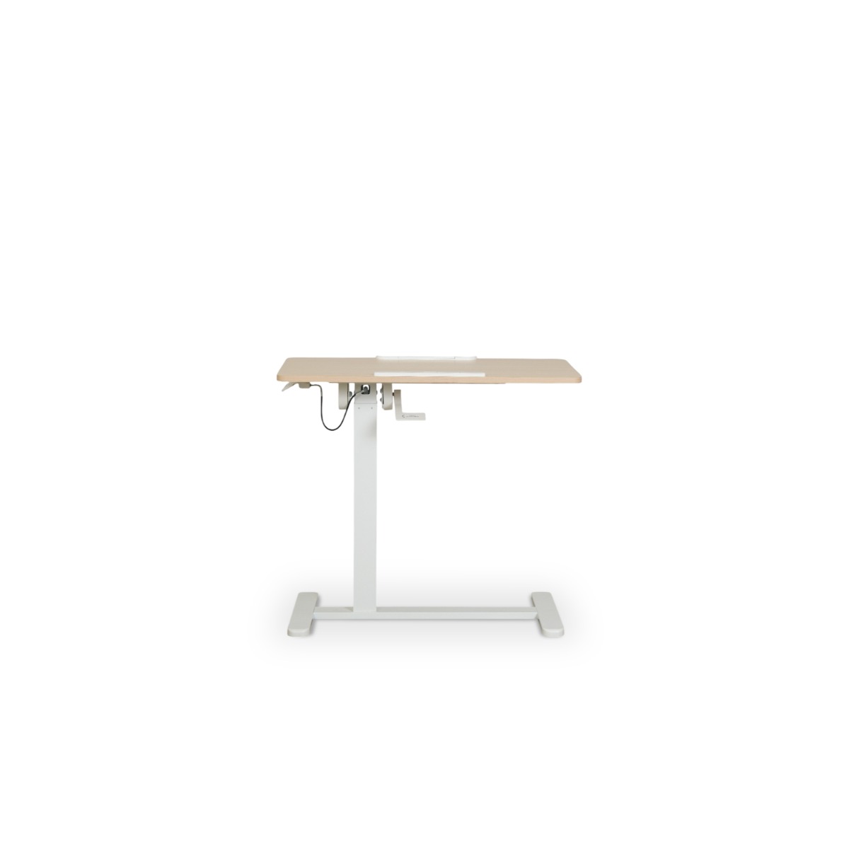 Felix Adjustable Side Table with Castors - Natural & Matt White