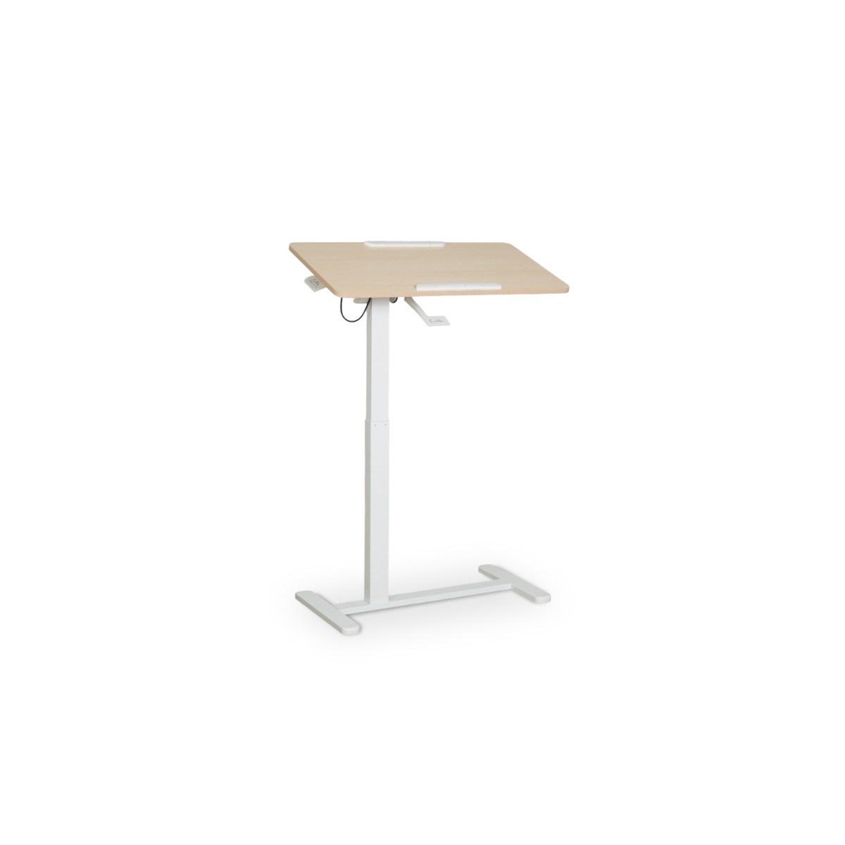 Felix Adjustable Side Table with Castors - Natural & Matt White