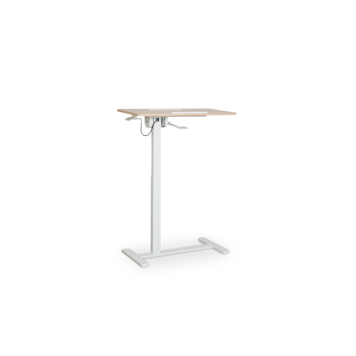 Felix Adjustable Side Table with Castors - Natural & Matt White