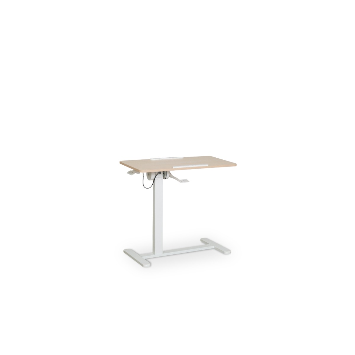 Felix Adjustable Side Table with Castors - Natural & Matt White