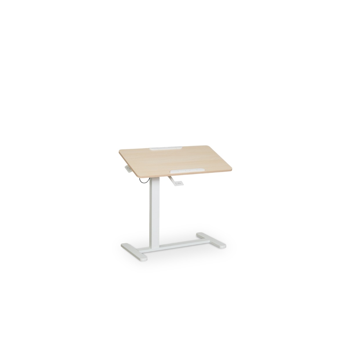 Felix Adjustable Side Table with Castors - Natural & Matt White
