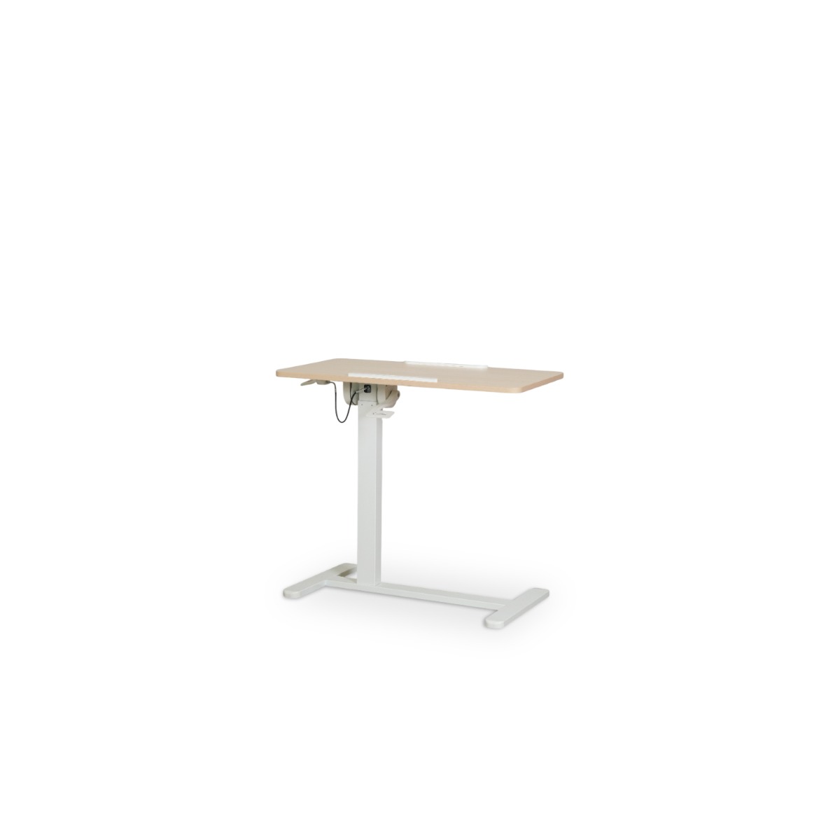 Felix Adjustable Side Table with Castors - Natural & Matt White